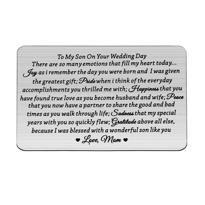 Lywjyb Birdgot Son Wedding Gift from Mom Son Gifts To My Son Gift Mom to Son Gifts Touching Mother to Son Poem Gift Son Wedding Gift from Parents Wallet Cards Gift (To Son Wedding Day card) - Image 1